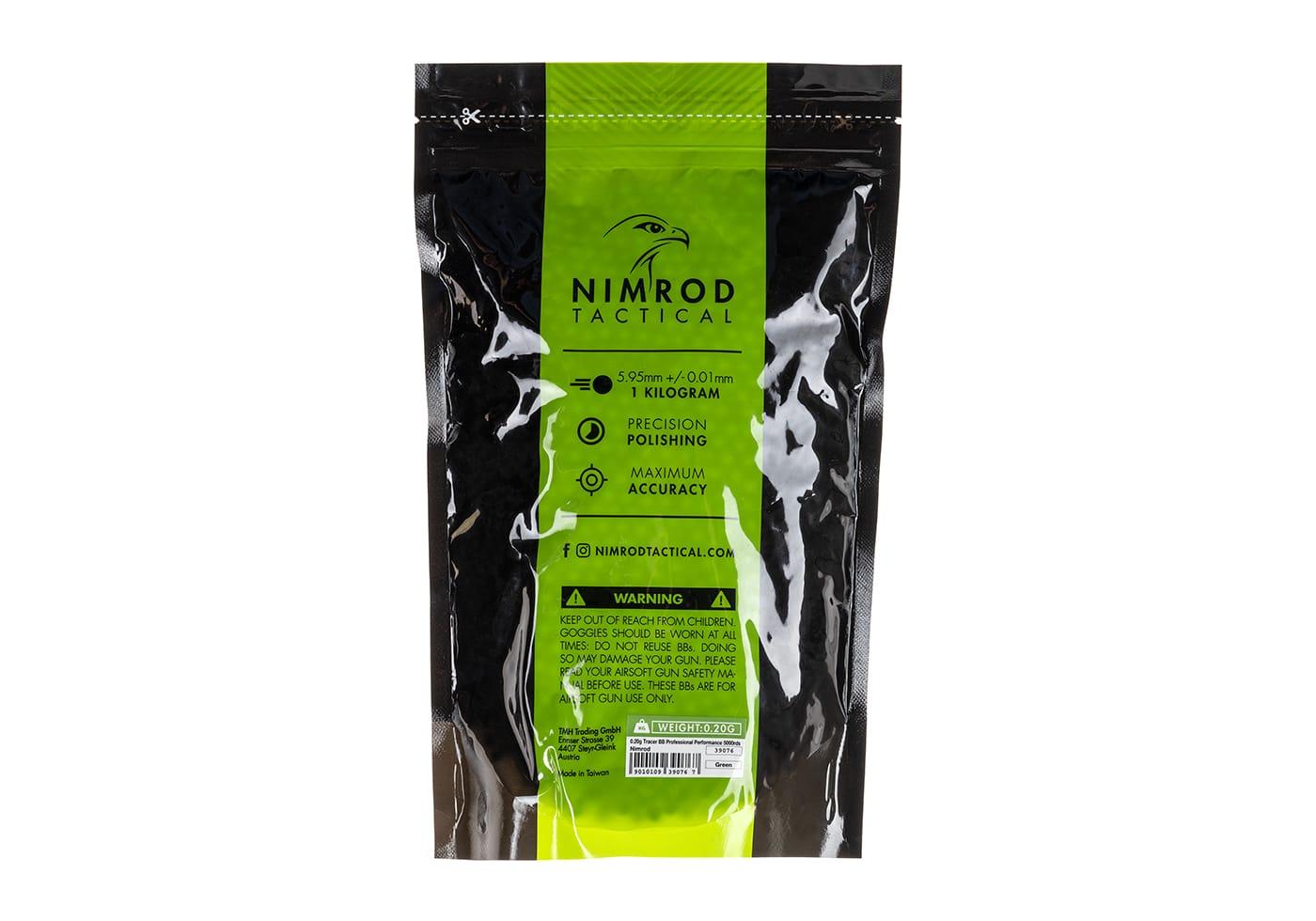 Nimrod 0.20g Airsoft Tracer BB Professional Performance 5000rds Green