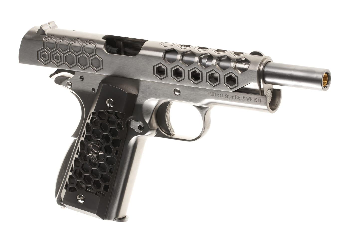 WE M1911 Hex Cut Full Metal GBB Silver