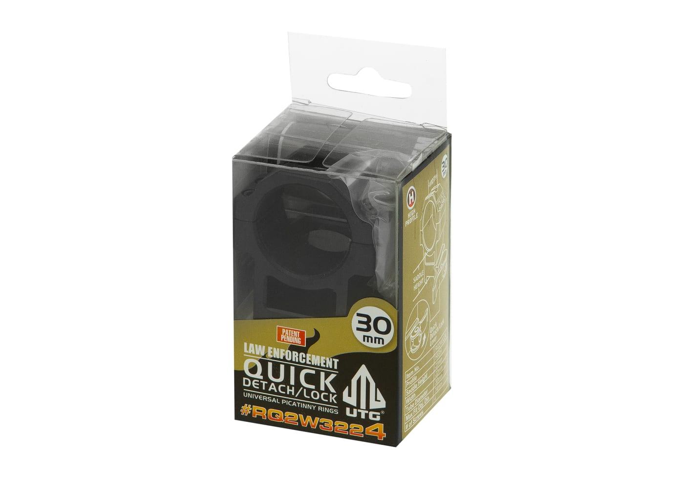 Leapers 30mm QD CNC Mount Rings High Black