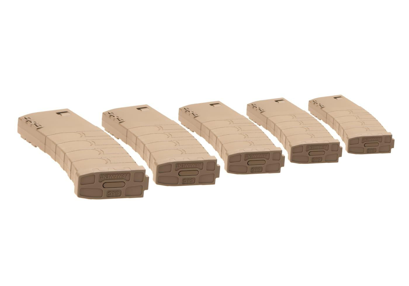 G&G Magazine M4 Plastic Midcap 120rds 5pcs Box Set Tan
