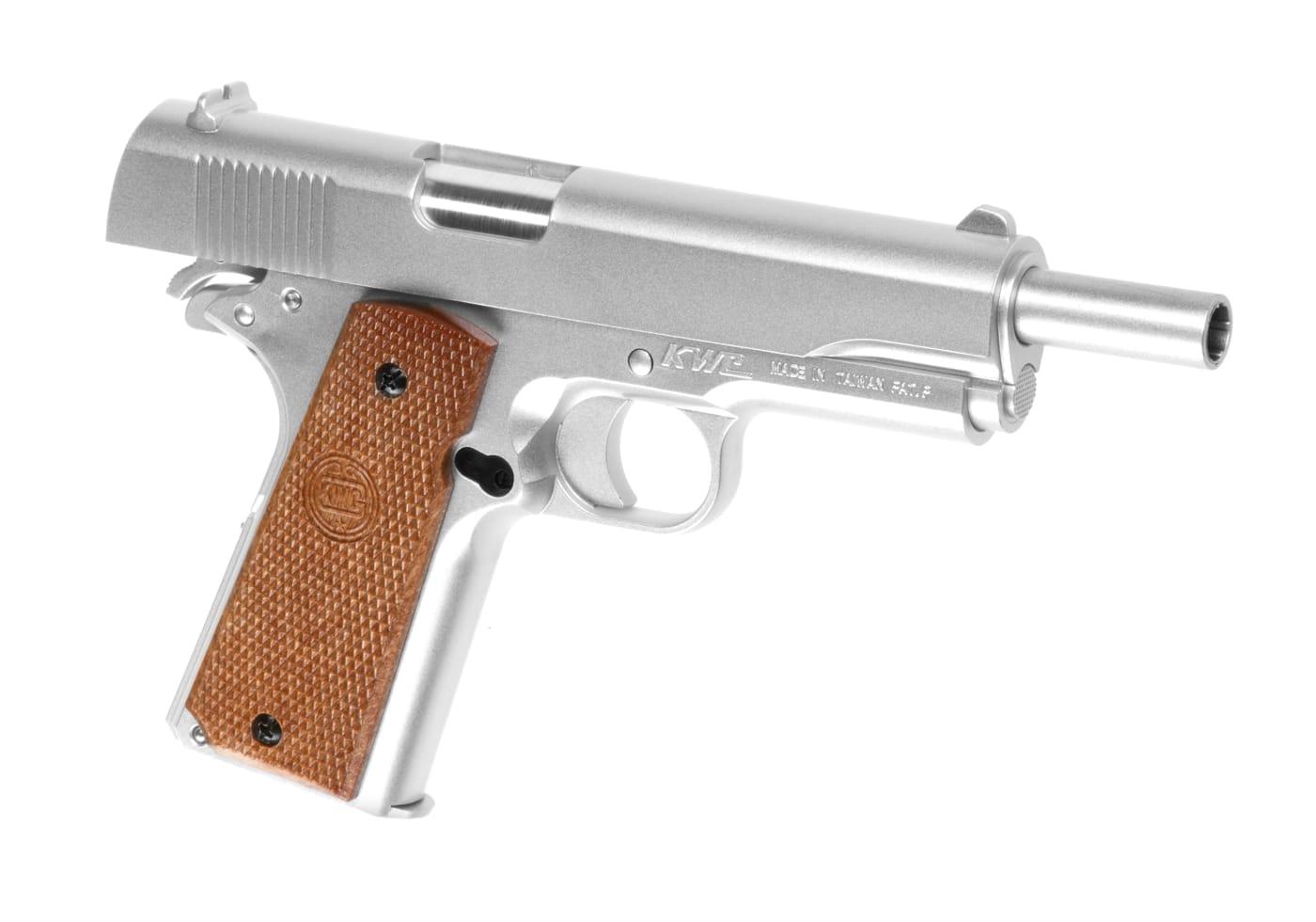 KWC M1911 Silver Springer Pistol Gun Silver 6mm Airsoft
