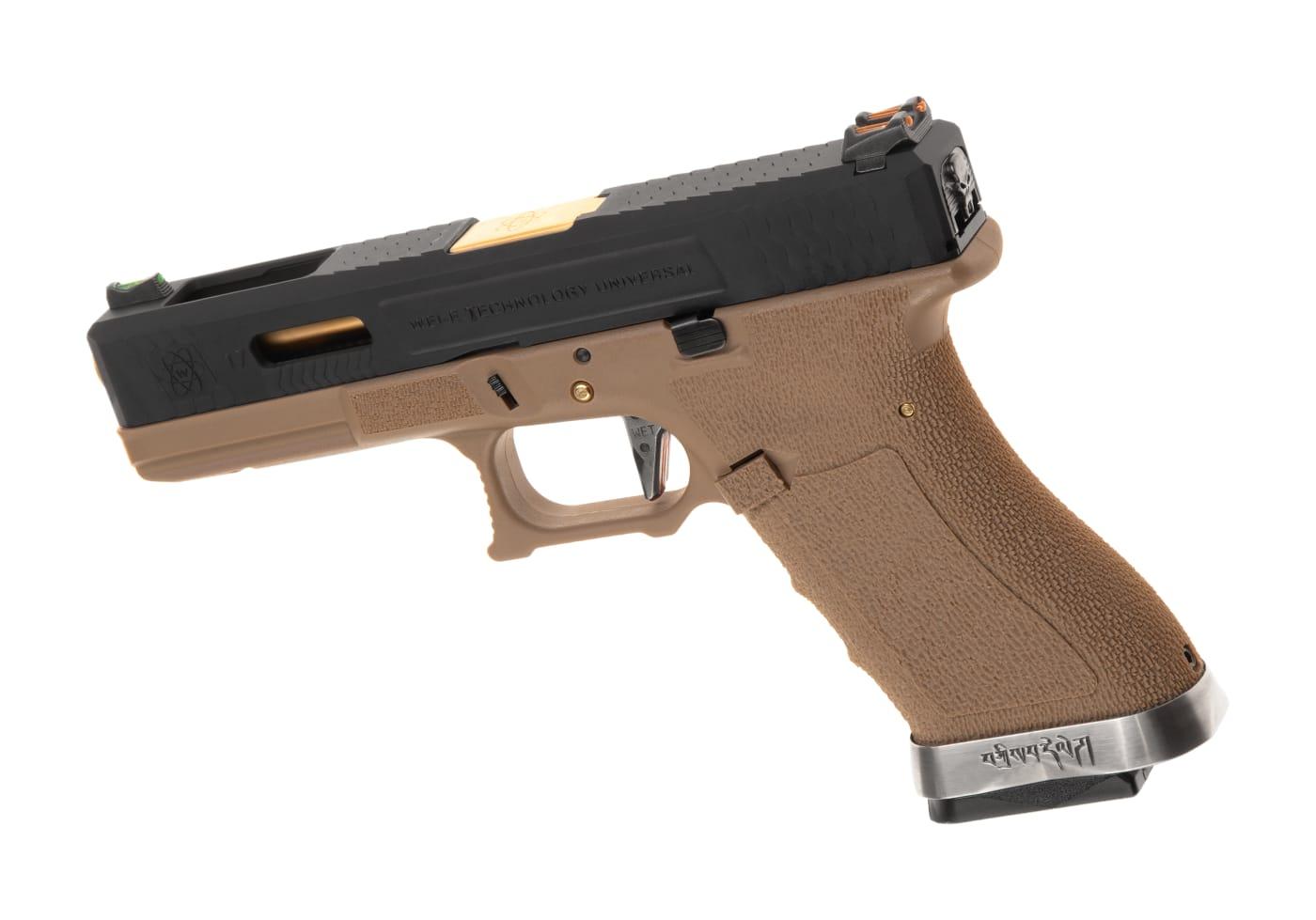 WE G-Force 17 BK Gold Barrel Metal Version GBB Desert