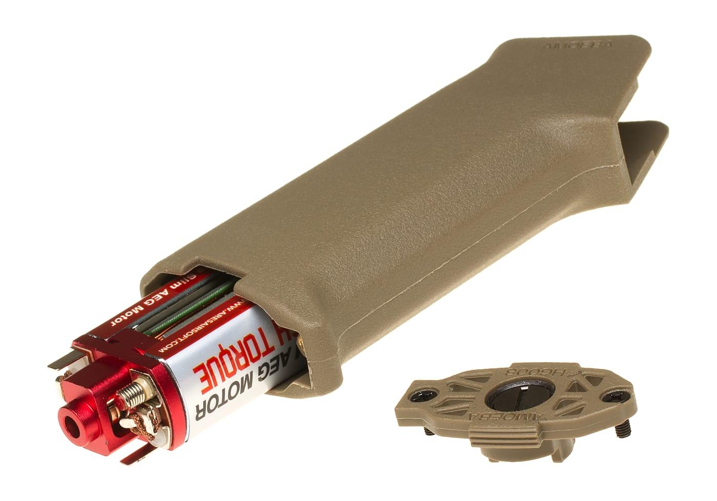 Ares High Torque Slim Motor + Amoeba Slim Pistol Grip Desert