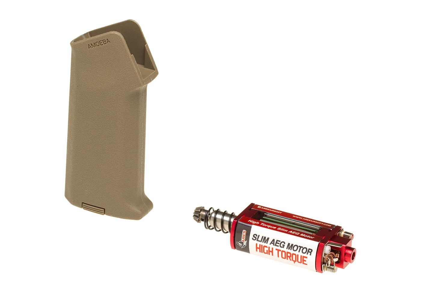 Ares High Torque Slim Motor + Amoeba Slim Pistol Grip Desert