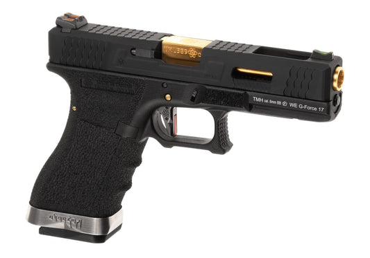 WE G-Force 17 BK Gold Barrel Metal Version GBB Black