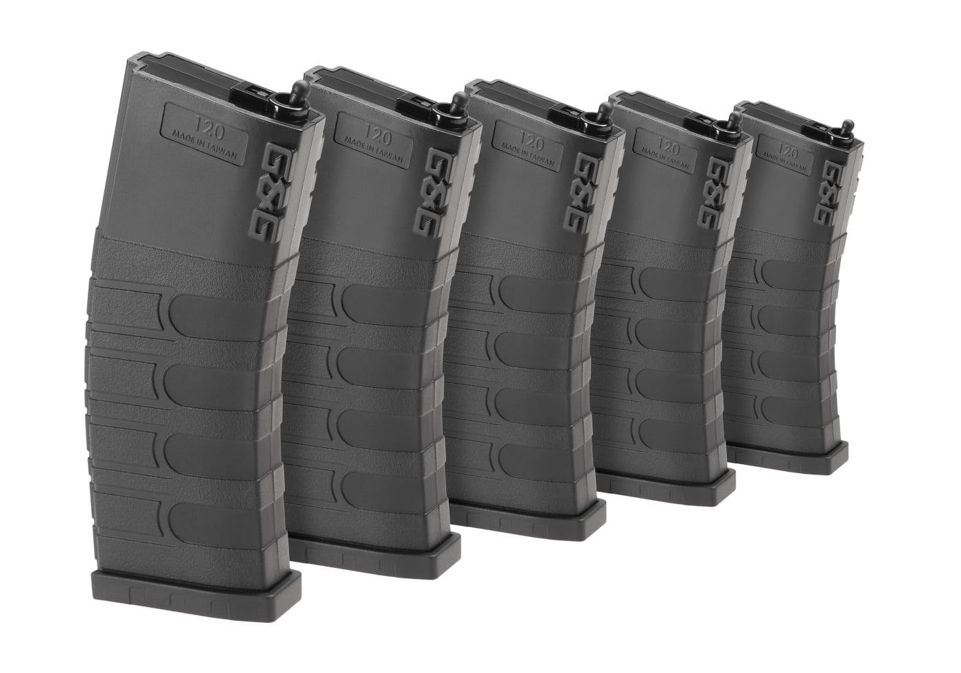 G&G Magazine M4 Midcap Plastic 120rds 5pcs Box Set Black