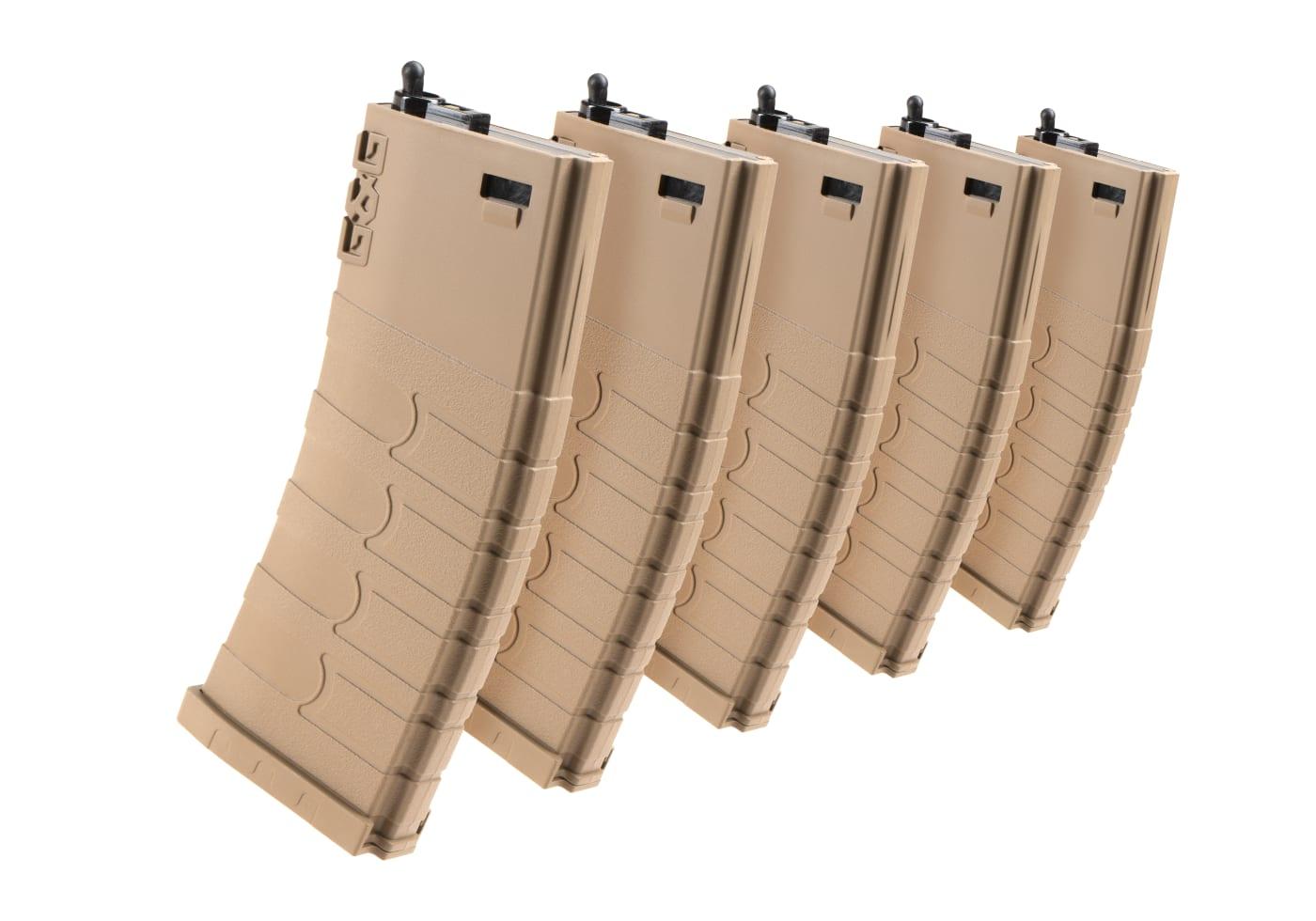 G&G Magazine M4 Plastic Midcap 120rds 5pcs Box Set Tan