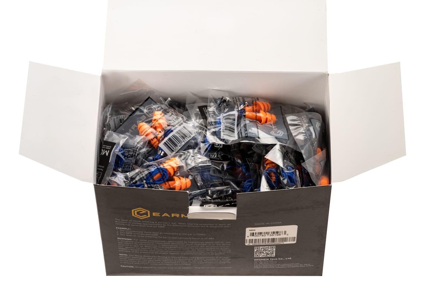 Earmor MaxDefense Silicone Cord Ear Plugs NRR28 100 Pairs Box