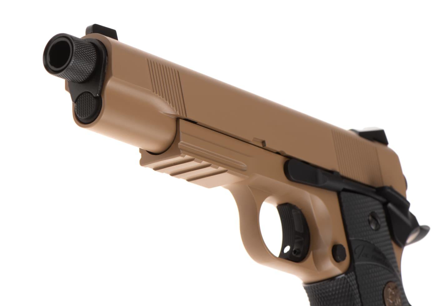 KJW M1911 MEU TBC Full Metal GBB Pistol Tan