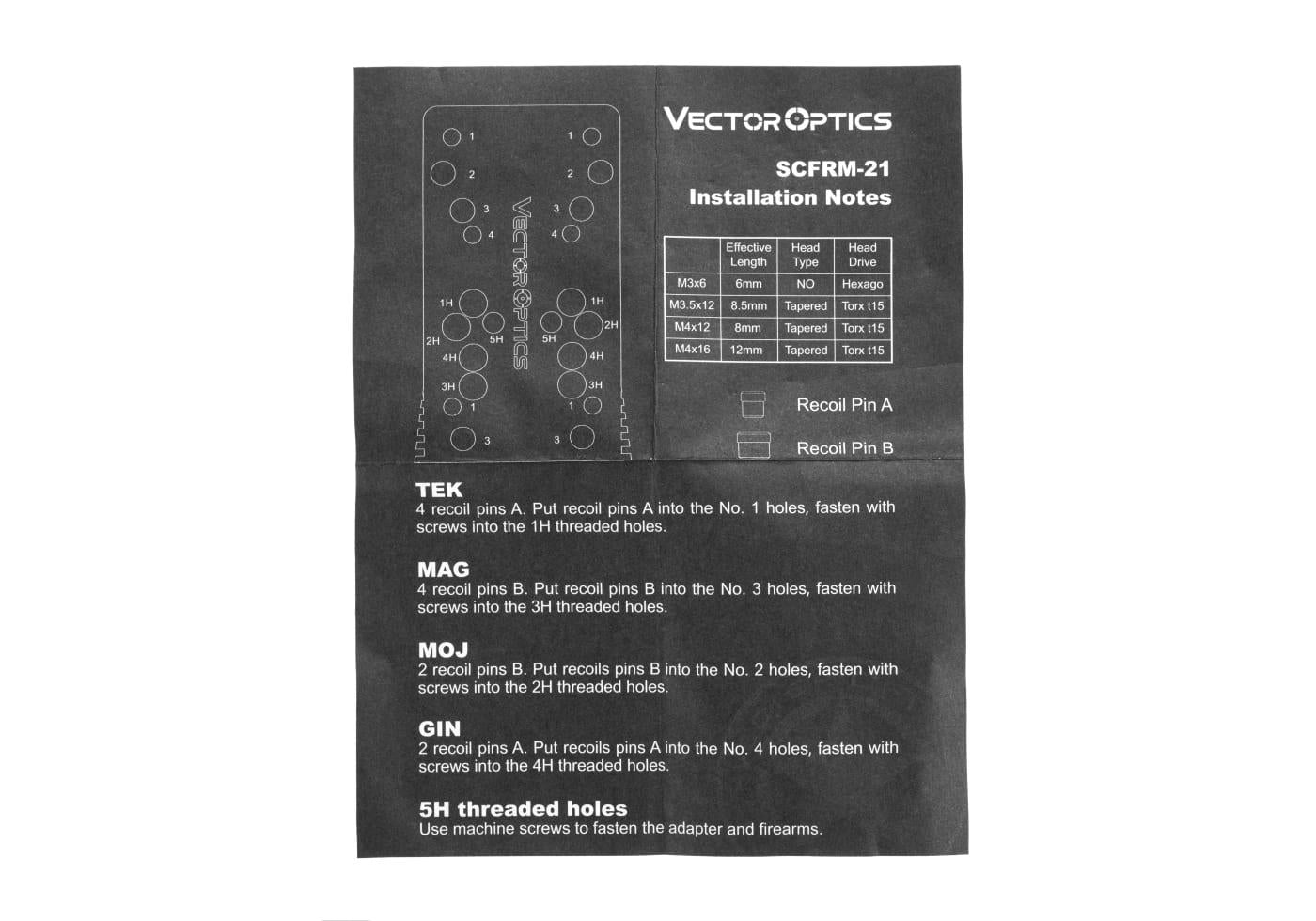 Vector Optics CZ 75 Shadow / Shadow 2 / SP-01 Universal Adapter Black