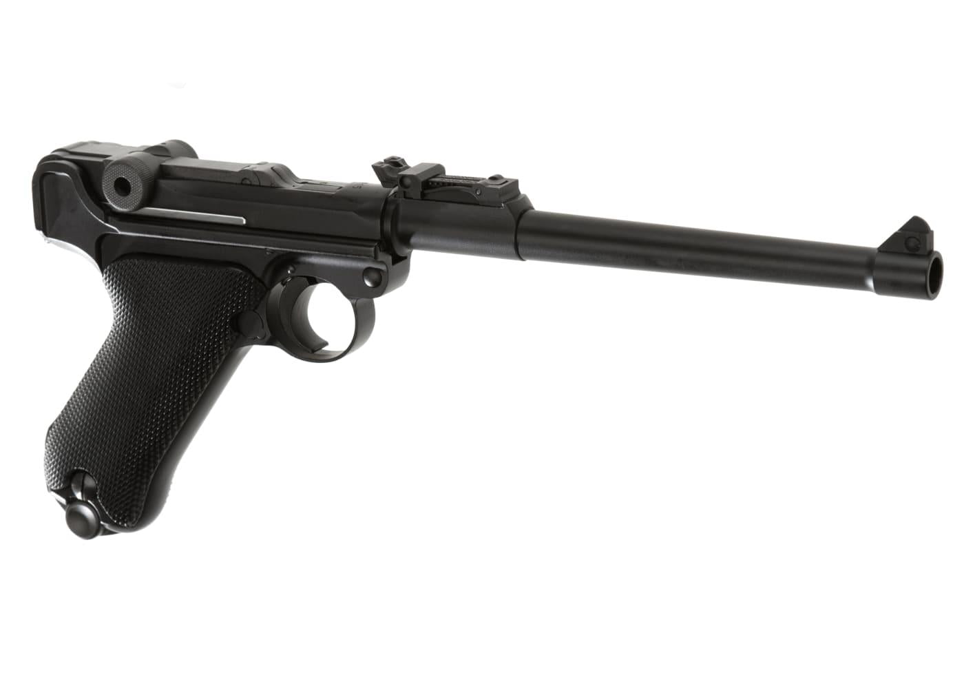 WE P08 8 Inch Full Metal GBB Black