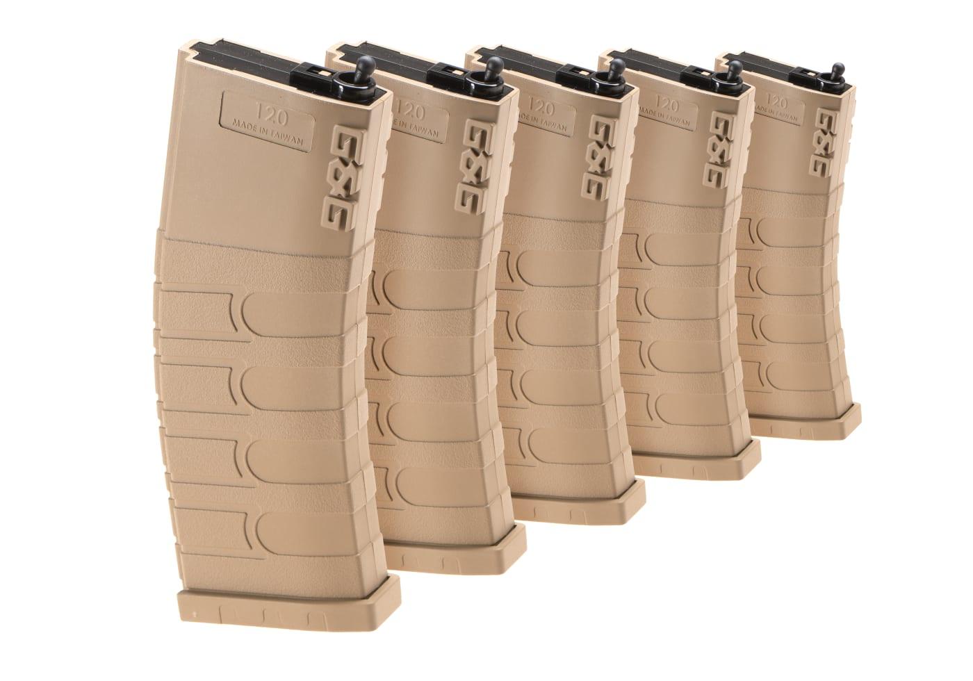G&G Magazine M4 Plastic Midcap 120rds 5pcs Box Set Tan