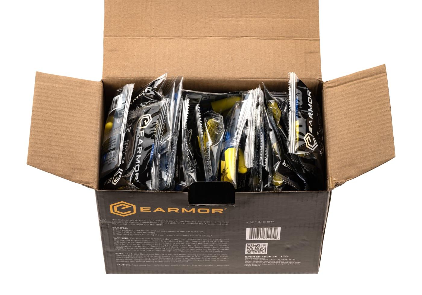 Earmor MaxDefense Cord Ear Plugs NRR33 60 Pairs Box