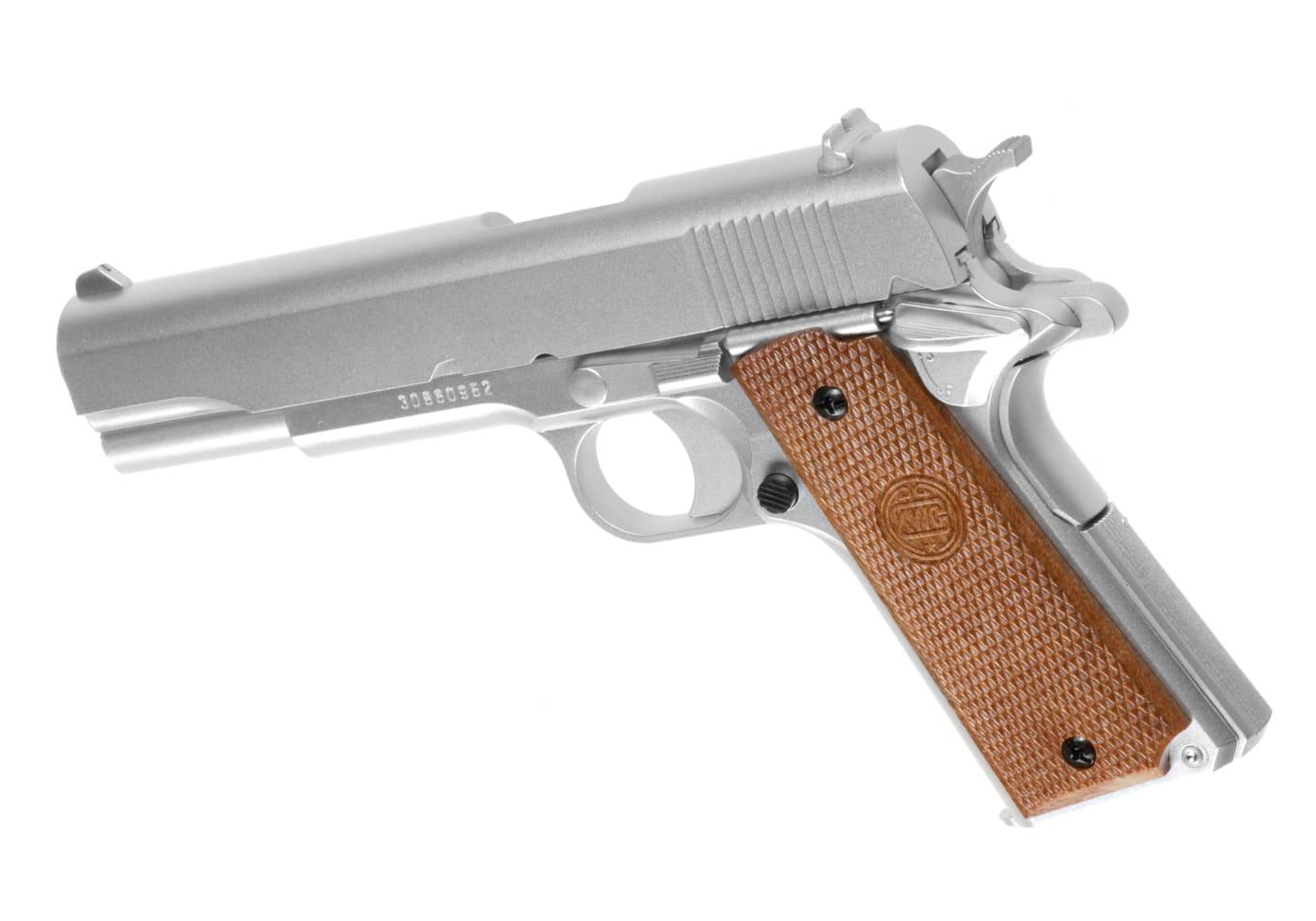 KWC M1911 Silver Springer Pistol Gun Silver 6mm Airsoft