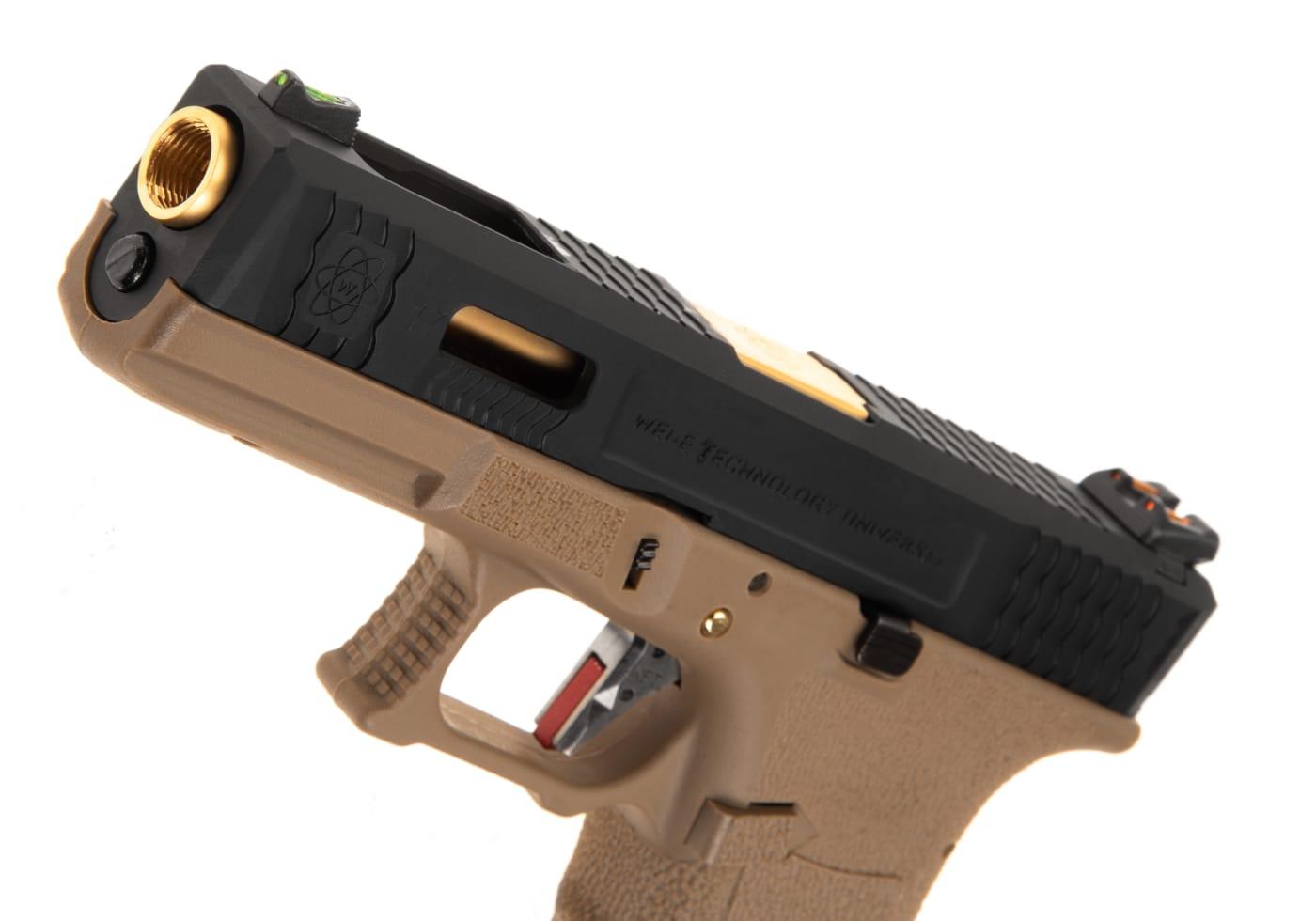 WE G-Force 17 BK Gold Barrel Metal Version GBB Desert