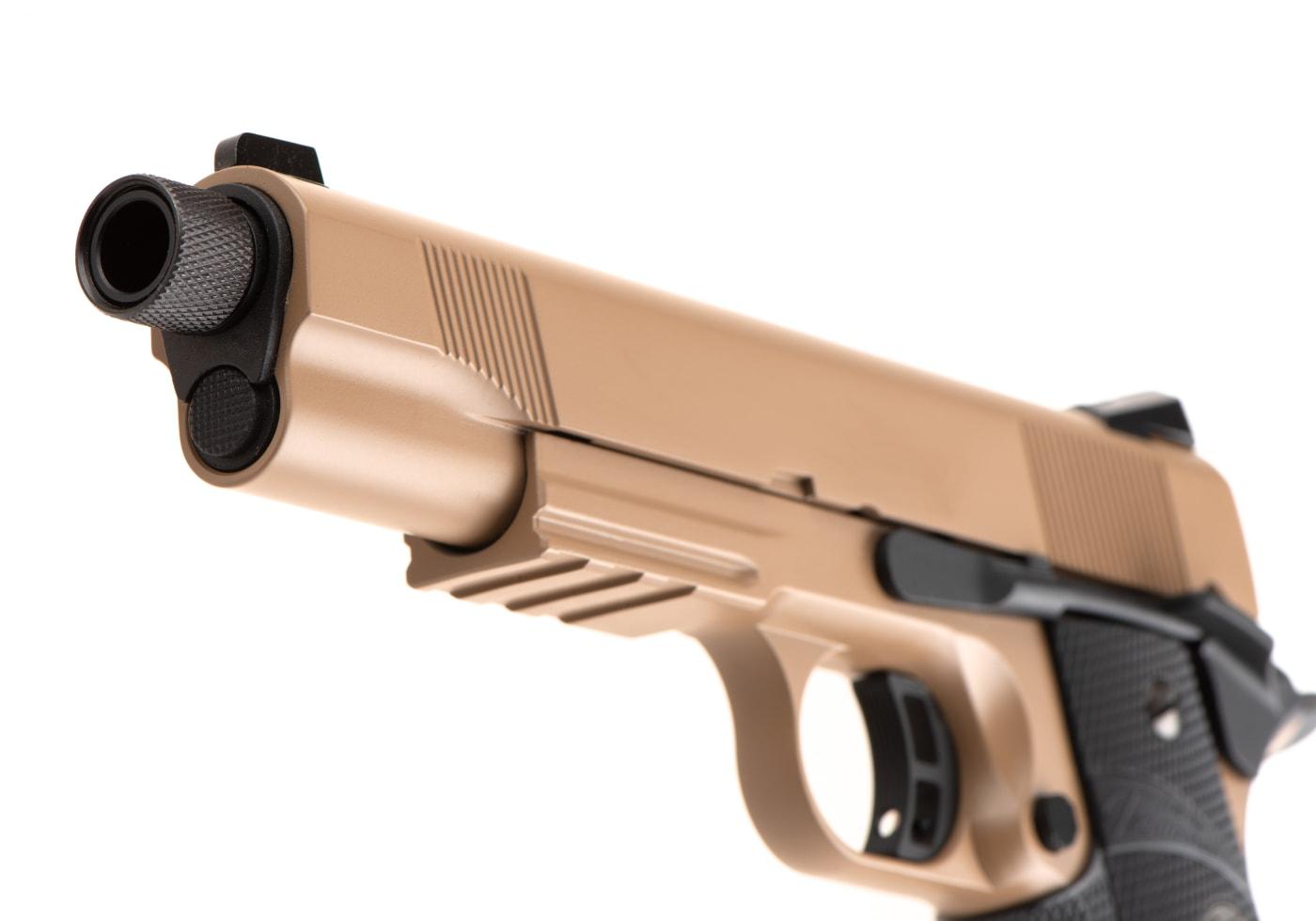 KJW M1911 MEU TBC Full Metal Co2 Pistol Tan