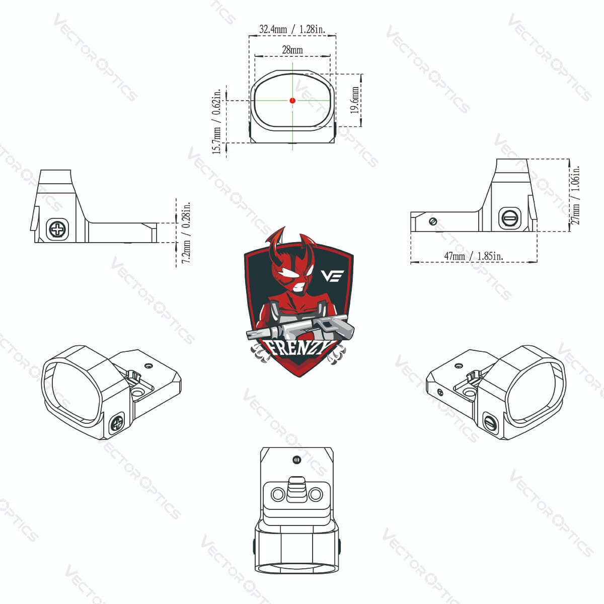 Vector Optics Frenzy 1x20x28 Red Dot Sight Scope Black
