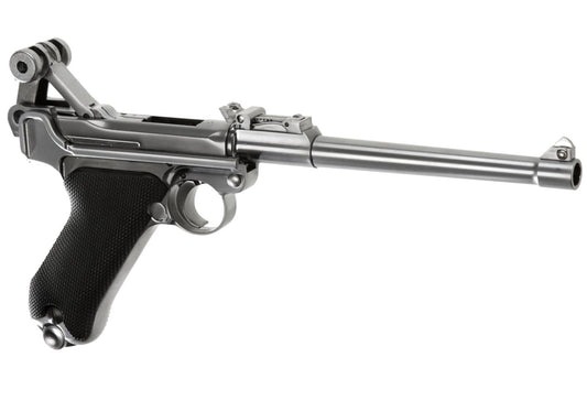 WE P08 8 Inch Full Metal GBB Silver