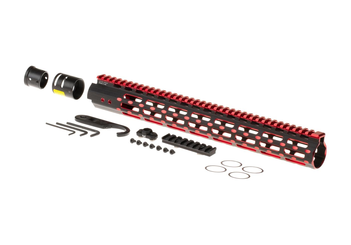 Leapers AR-15 15.3 Inch Super Slim Free Float Handguard M-LOK Black/Red